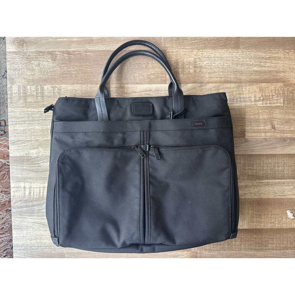 TUMI Alpha Bravo Companion Nylon Expandable Tote Laptop Bag Luggage Travel Black